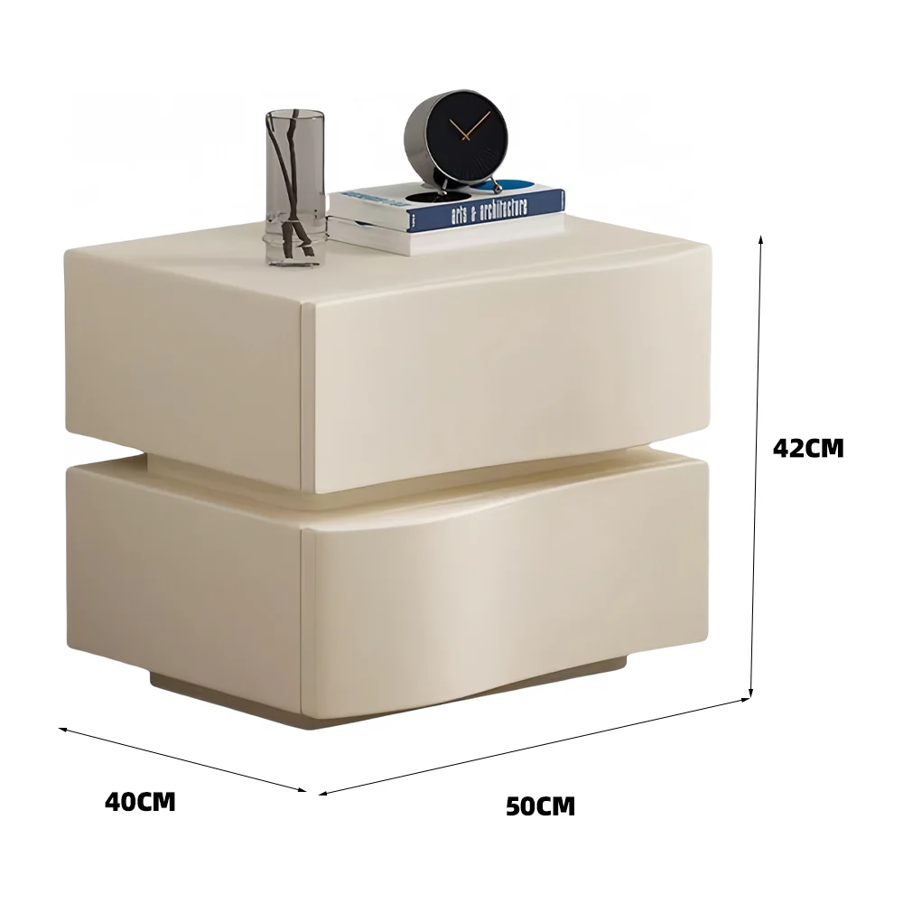 LIVARA NT1398 Faux Leather Upholstery - Solid Wood Bedside Table - Image 4