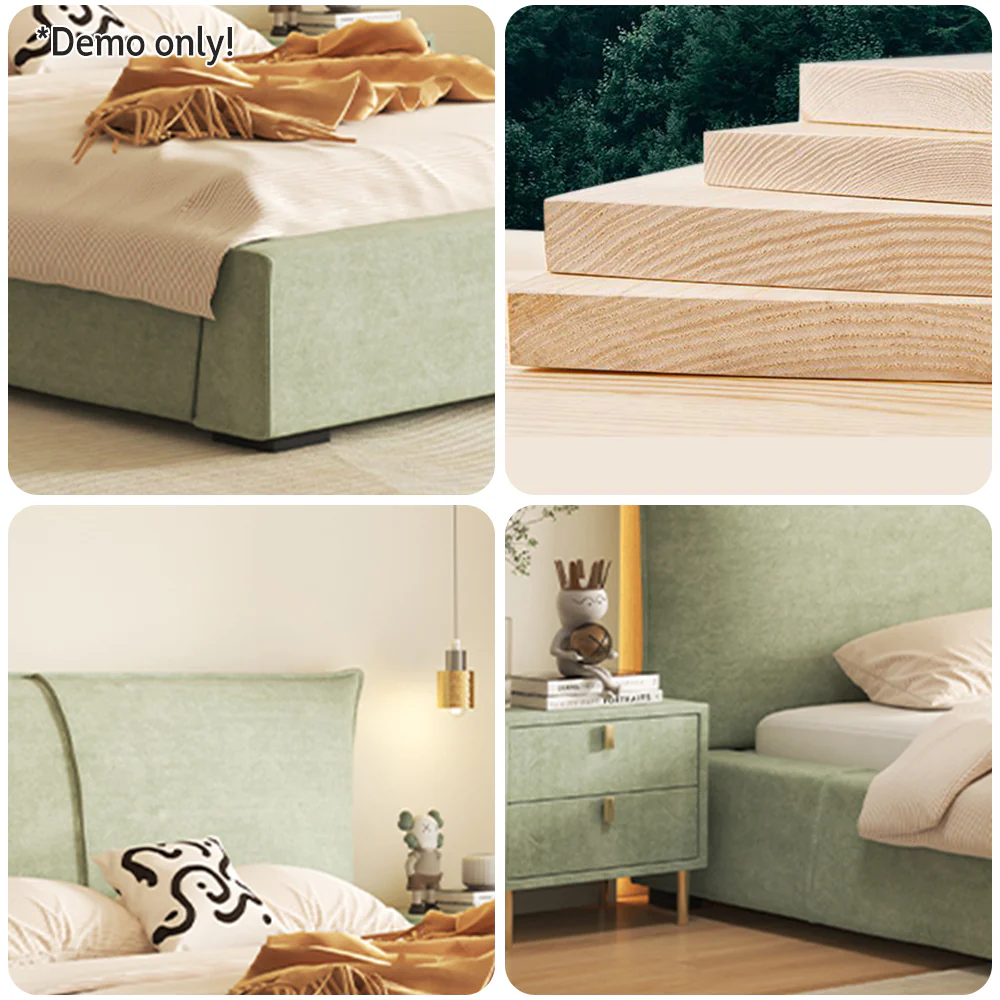 LIVARA SM1020 150/180cm Matte Fabric Sensor Light Bed With Two Bedside Tables - Image 12