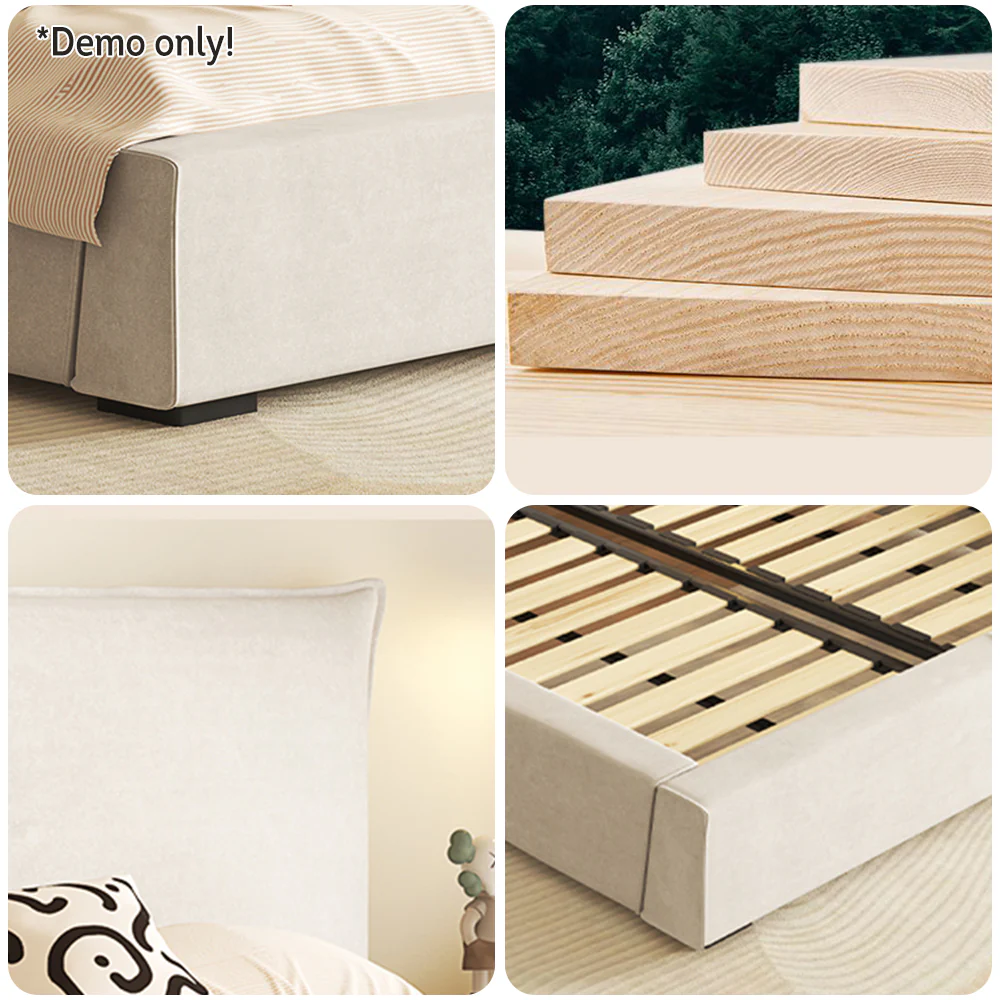LIVARA SM1020 150/180cm Matte Fabric Sensor Light Bed With Two Bedside Tables - Image 13
