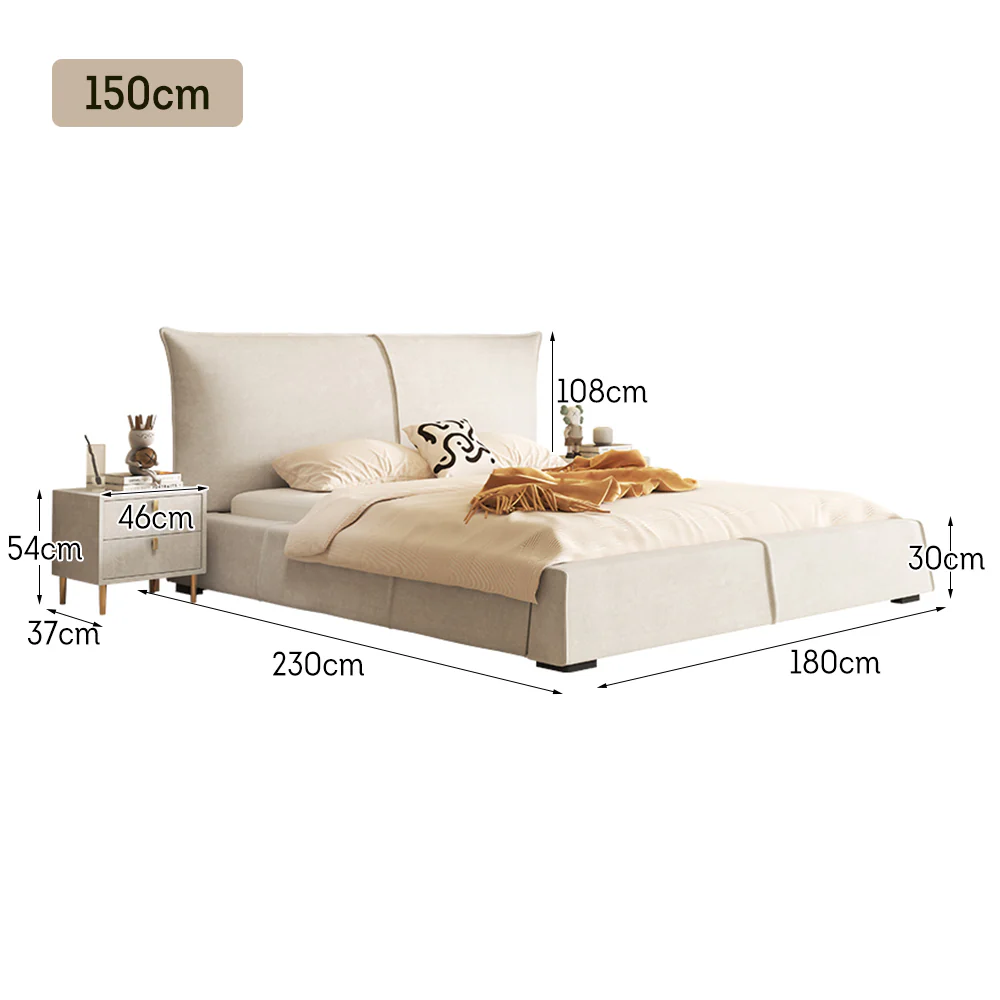 LIVARA SM1020 150/180cm Matte Fabric Sensor Light Bed With Two Bedside Tables - Image 14