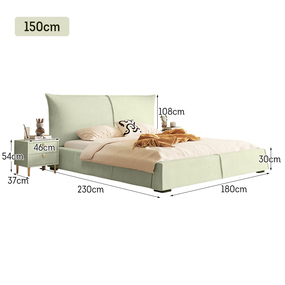 LIVARA SM1020 150/180cm Matte Fabric Sensor Light Bed With Two Bedside Tables - Image 15