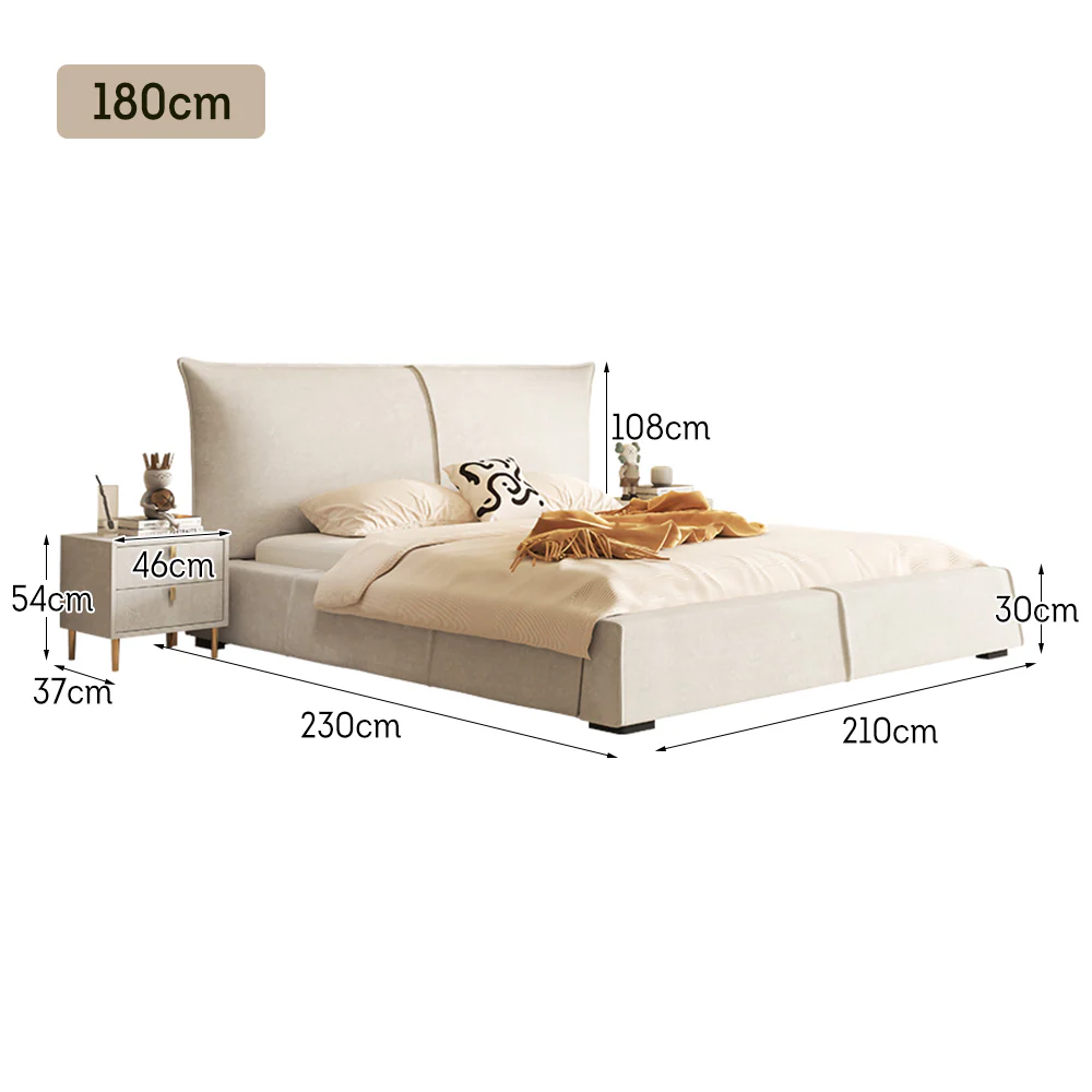 LIVARA SM1020 150/180cm Matte Fabric Sensor Light Bed With Two Bedside Tables - Image 16
