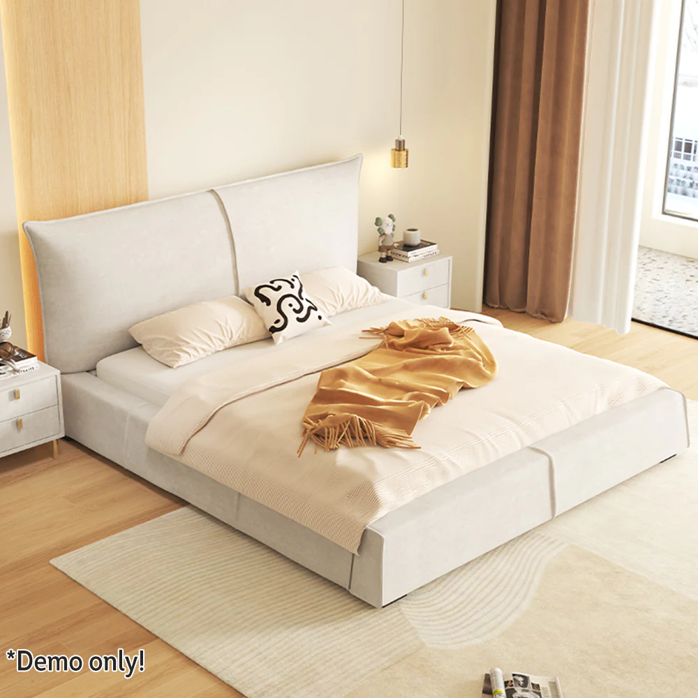 LIVARA SM1020 150/180cm Matte Fabric Sensor Light Bed With Two Bedside Tables - Image 7