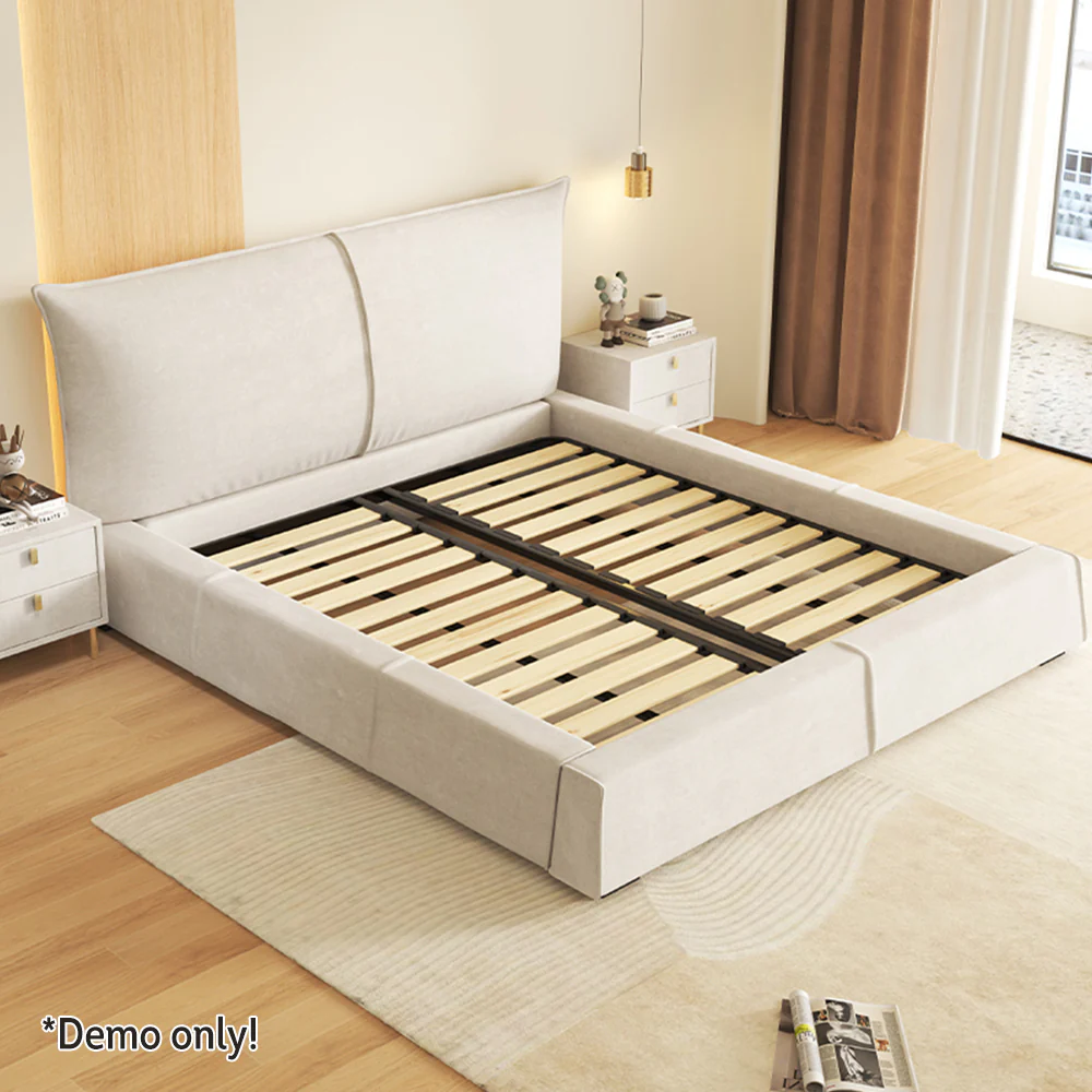 LIVARA SM1020 150/180cm Matte Fabric Sensor Light Bed With Two Bedside Tables - Image 8