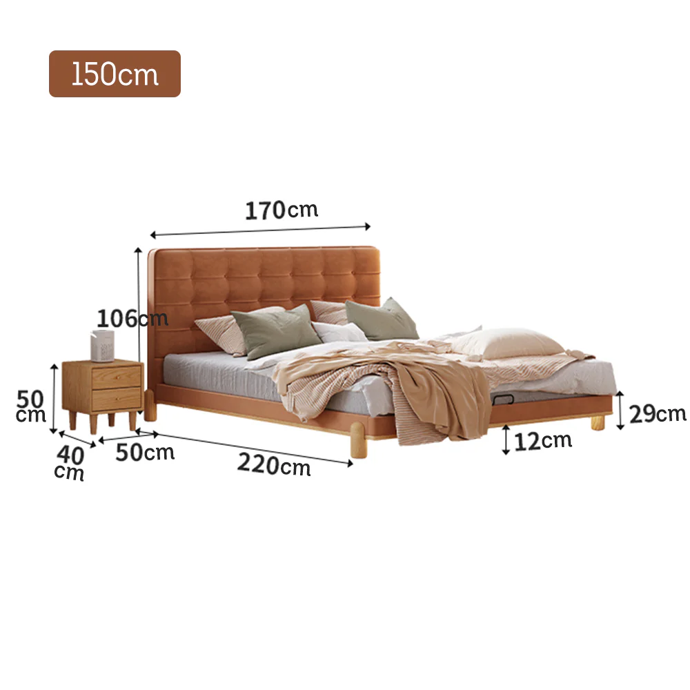 LIVARA SM1055 150/180cm Length Baby Velvet Fabric Bed With Two Bedside Tables - Brown - Image 7