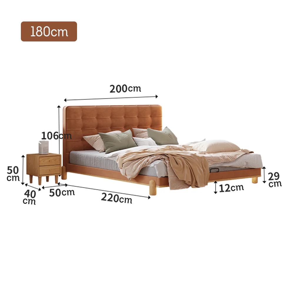 LIVARA SM1055 150/180cm Length Baby Velvet Fabric Bed With Two Bedside Tables - Brown - Image 8