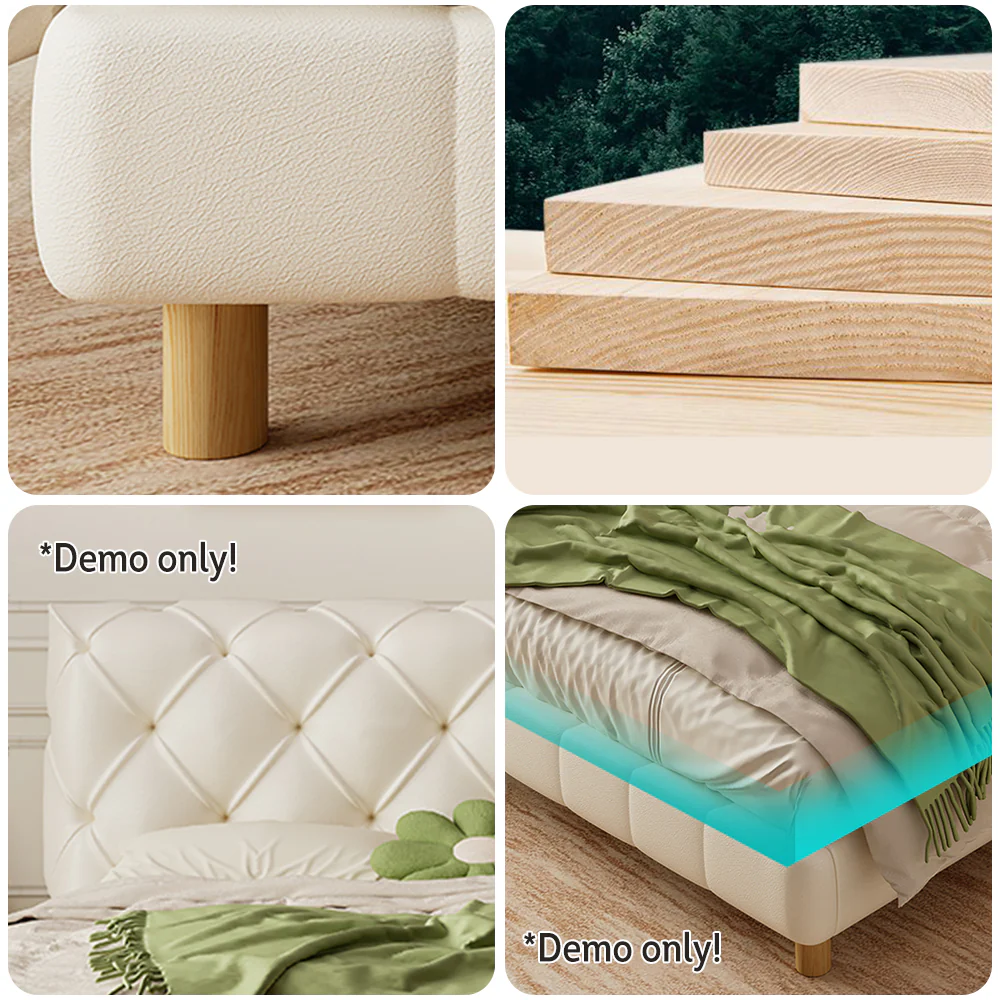 LIVARA 636B Bed – 150/180cm Cat Claw Resistant Leather Fabric, Durable Solid Frame, Modern Style, Comfortable Design - White - Image 6