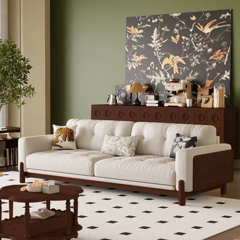 LIVARA 8113 Vintage-style Series 180-280cm Sofa With Throw Pillows - Image 13