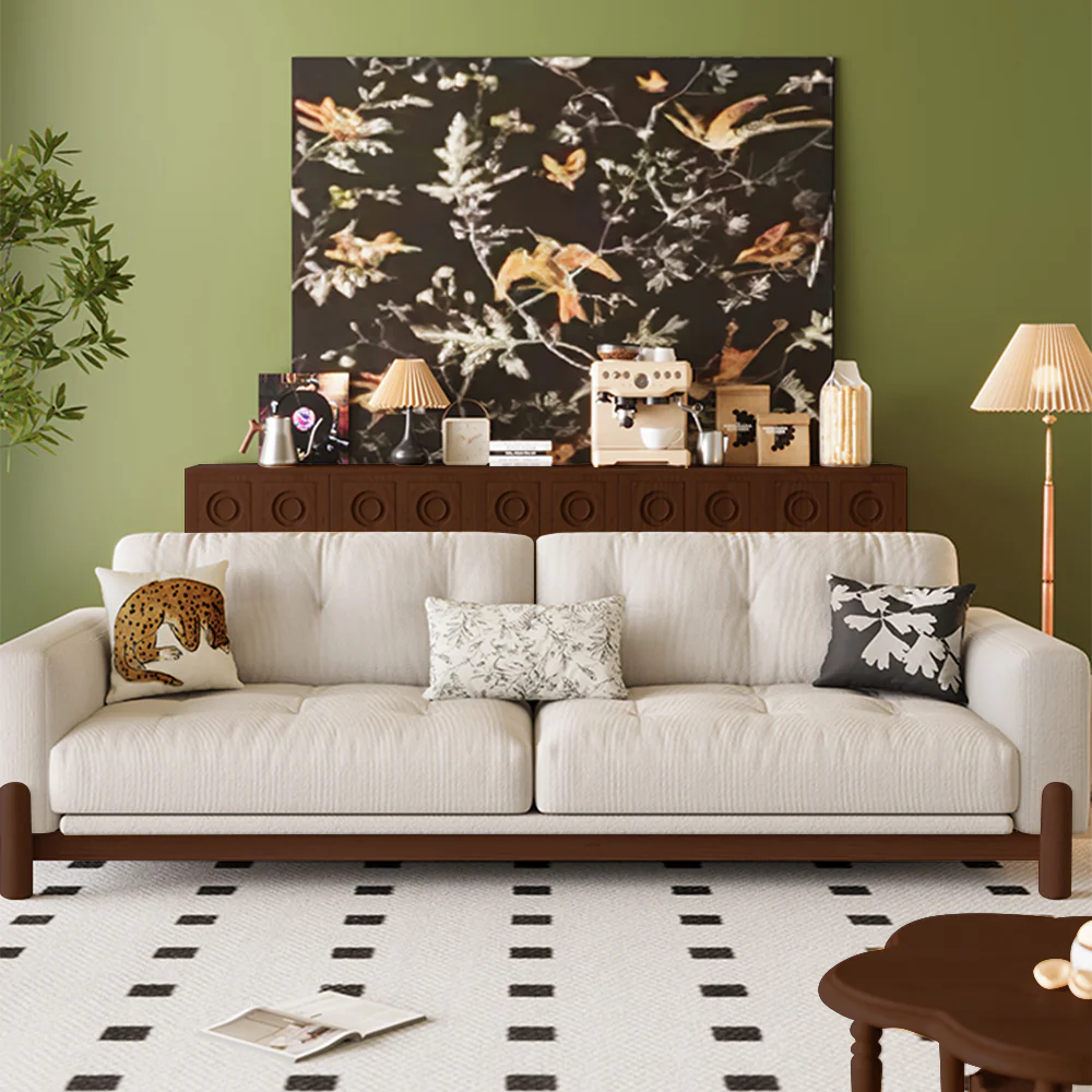 LIVARA 8113 Vintage-style Series 180-280cm Sofa With Throw Pillows - Image 15