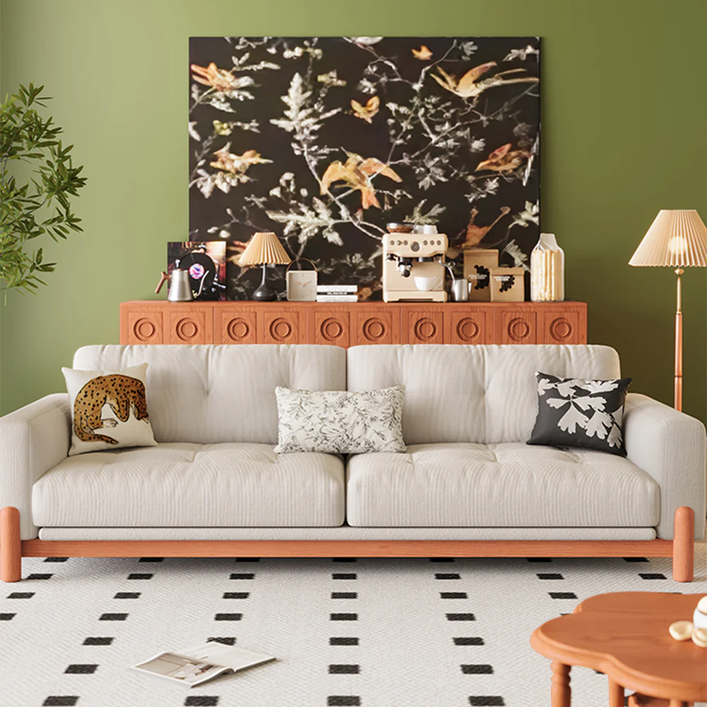 LIVARA 8113 Vintage-style Series 180-280cm Sofa With Throw Pillows - Image 3