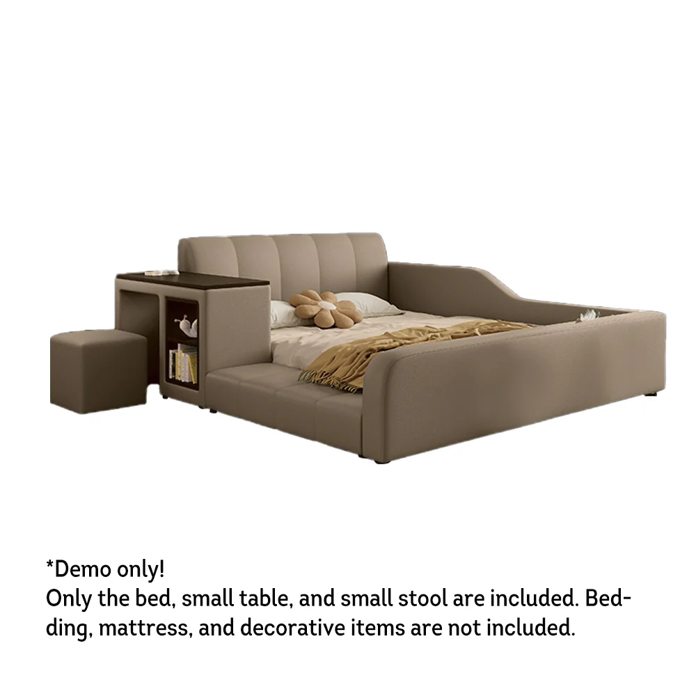 LIVARA SM901 120/135/150/180cm Lengrh Eco-friendly Leather Bed With Bookshelf - Grey - Image 10