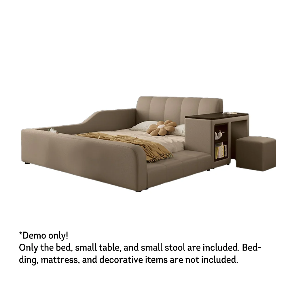 LIVARA SM901 120/135/150/180cm Lengrh Eco-friendly Leather Bed With Bookshelf - Grey - Image 9