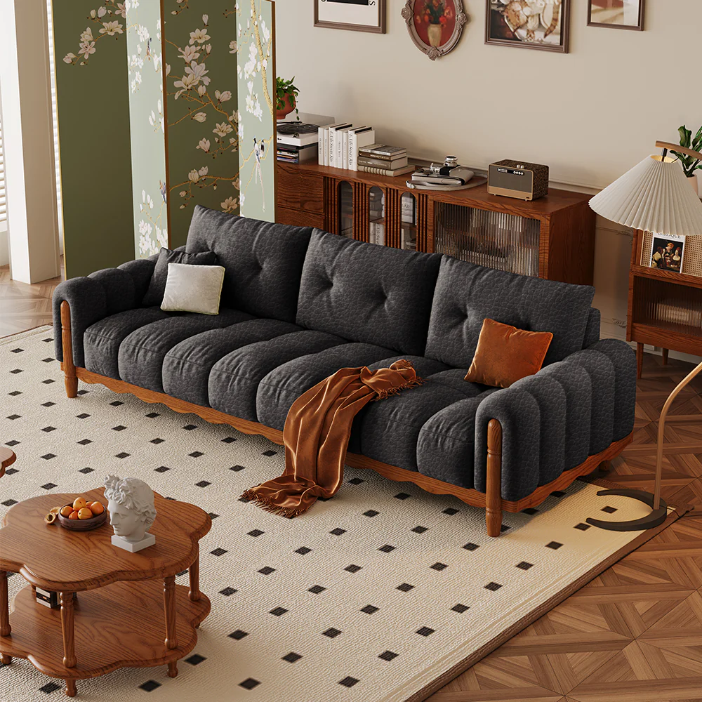 LIVARA 908 Vintage Style Oil Wax Leather Sofa 180-280cm With Throw Pillows - Image 2