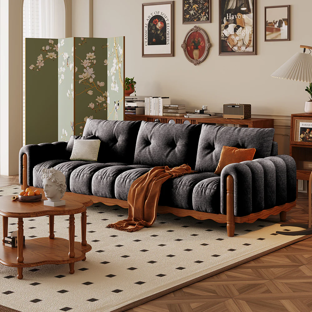 LIVARA 908 Vintage Style Oil Wax Leather Sofa 180-280cm With Throw Pillows - Image 3