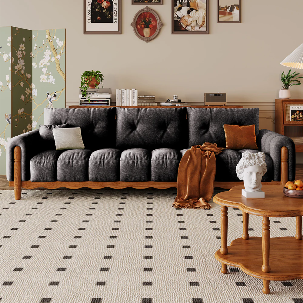 LIVARA 908 Vintage Style Oil Wax Leather Sofa 180-280cm With Throw Pillows - Image 4
