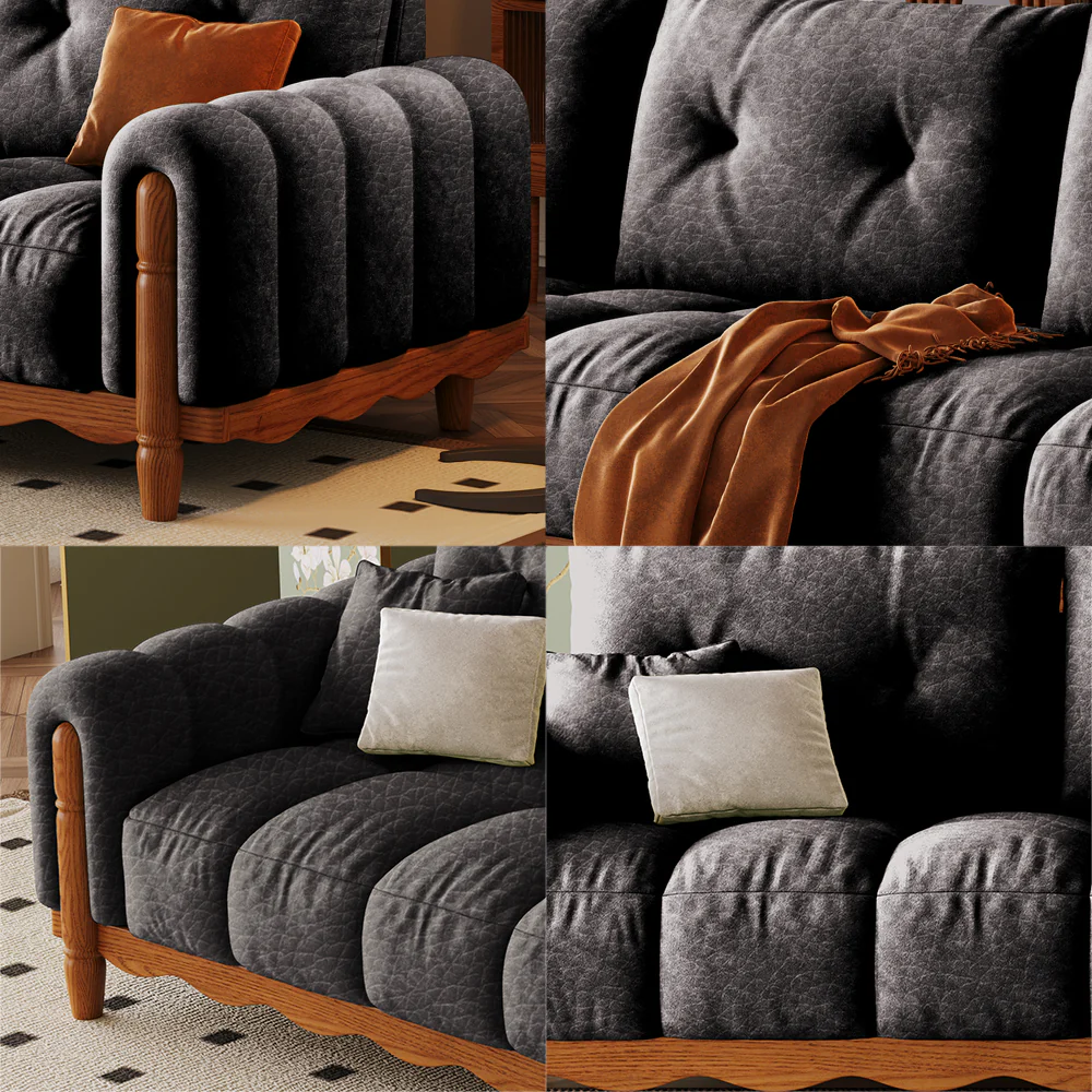 LIVARA 908 Vintage Style Oil Wax Leather Sofa 180-280cm With Throw Pillows - Image 5