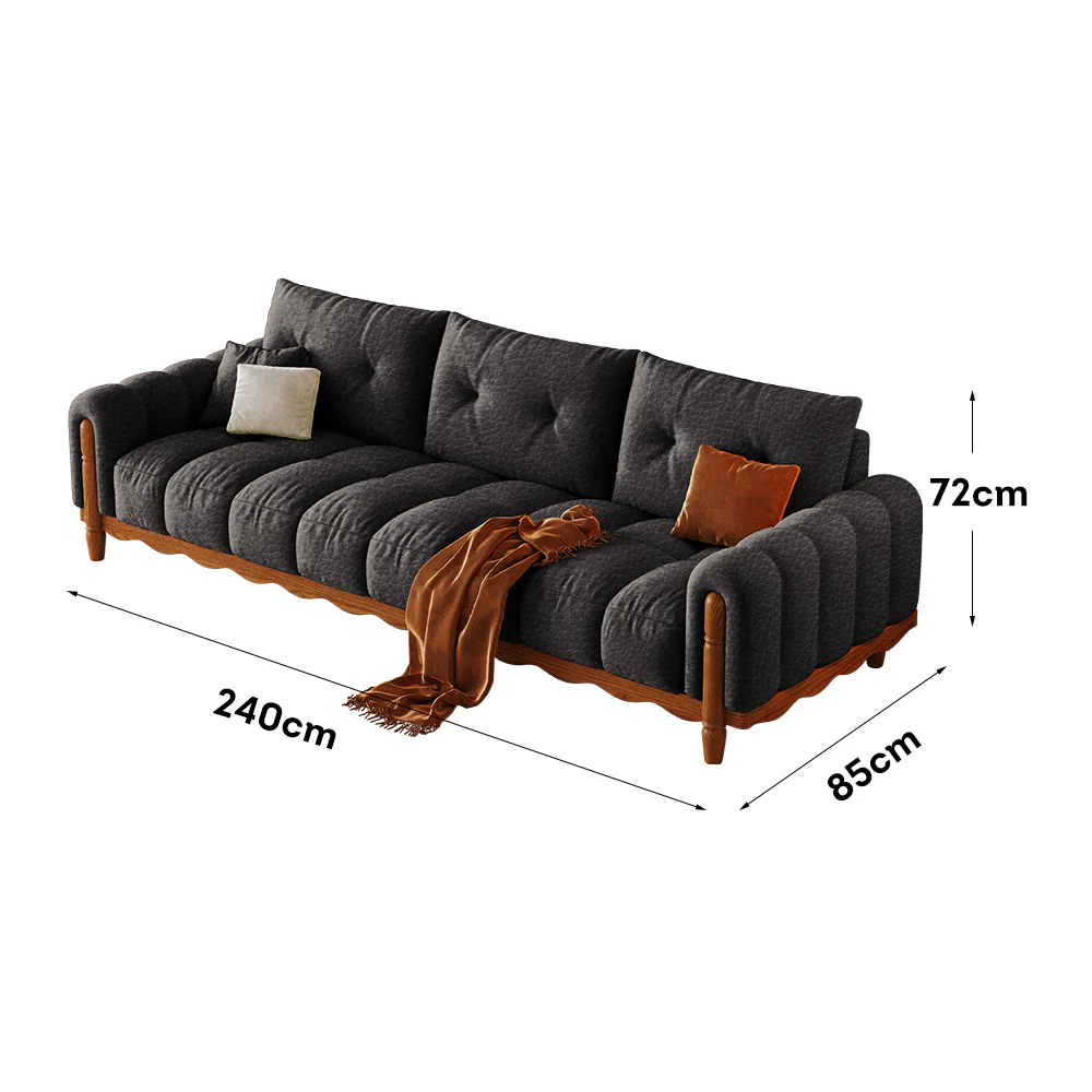 LIVARA 908 Vintage Style Oil Wax Leather Sofa 180-280cm With Throw Pillows - Image 8