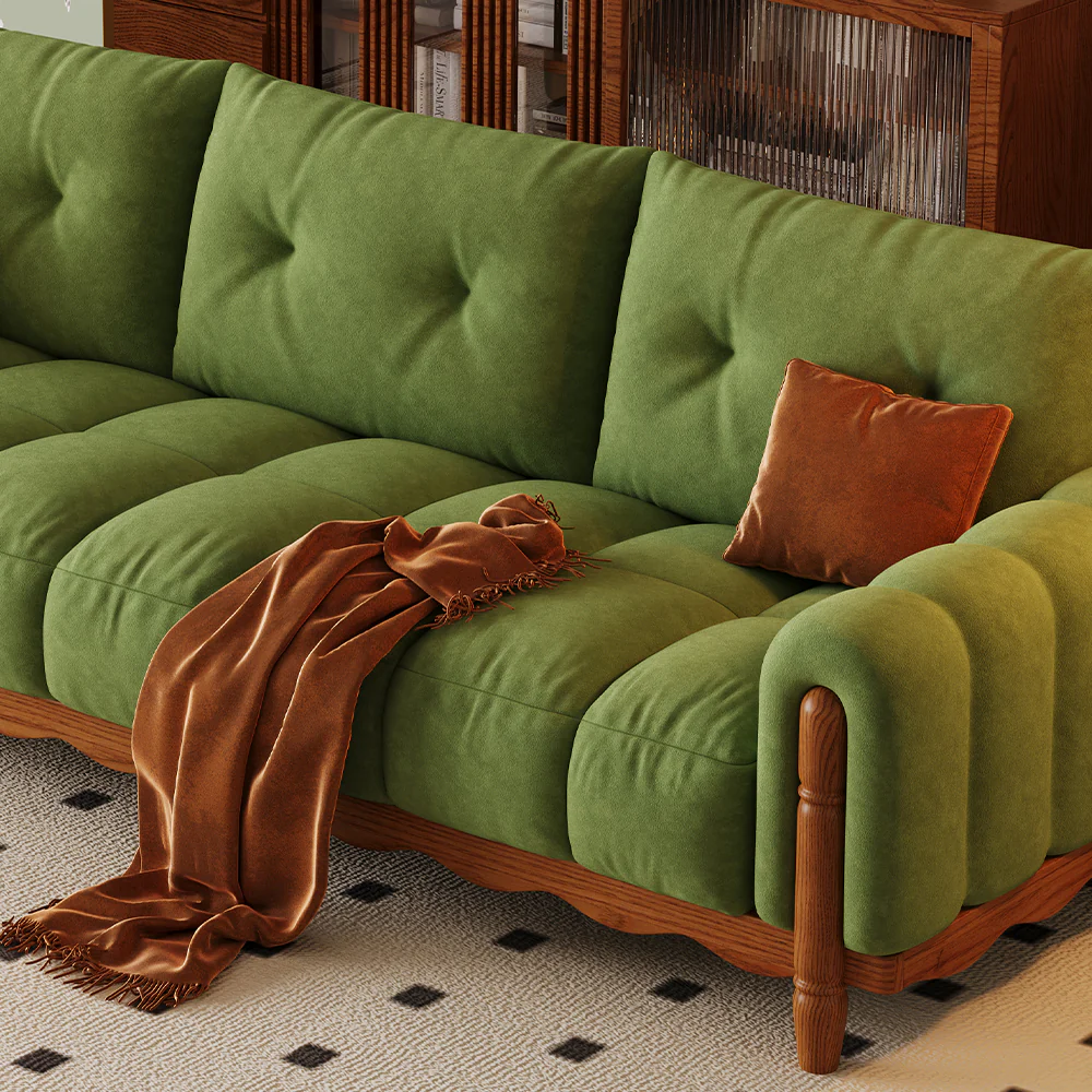LIVARA 908 Vintage Style Velvet Sofa 180-280cm With Throw Pillows - Image 6