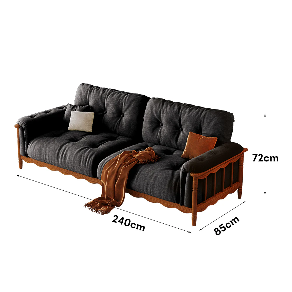 LIVARA 909 Vintage Style Oil Wax Leather Sofa 180-280cm With Cushions - Image 8