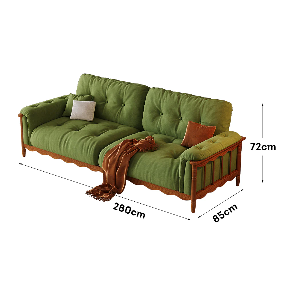LIVARA 909 180-280cm Vintage Style Velvet Sofa 180-280cm With Cushions - Image 10