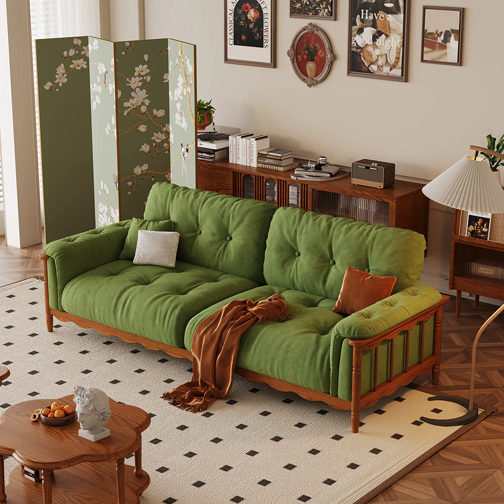 LIVARA 909 180-280cm Vintage Style Velvet Sofa 180-280cm With Cushions - Image 4