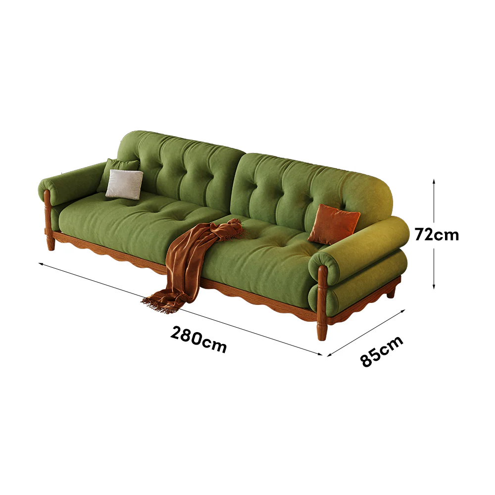 LIVARA 918 Vintage Style Velvet Sofa 180-280cm With Throw Pillows - Image 10