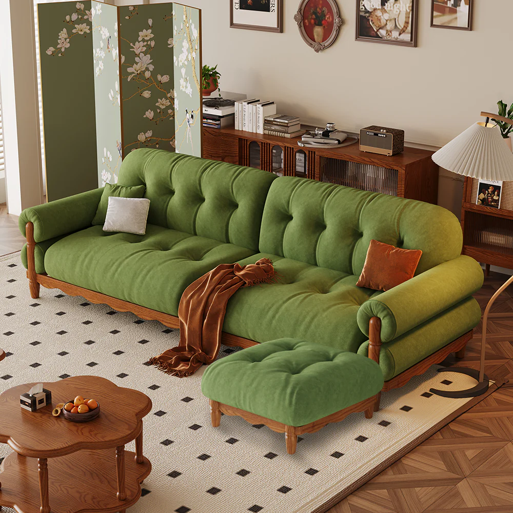 LIVARA 918 Vintage Style Velvet Sofa 180-280cm With Throw Pillows - Image 12