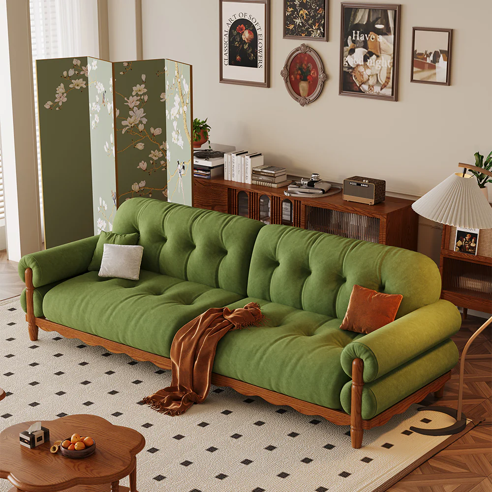 LIVARA 918 Vintage Style Velvet Sofa 180-280cm With Throw Pillows - Image 2