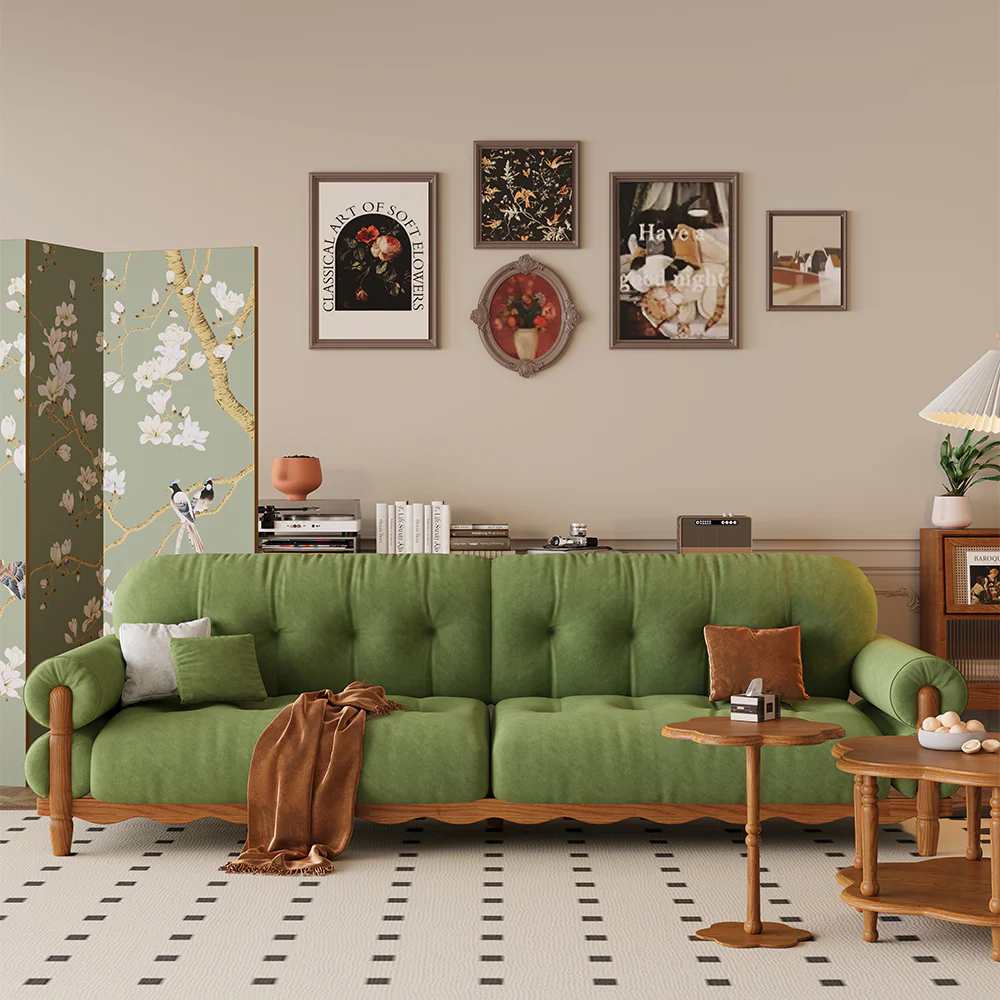 LIVARA 918 Vintage Style Velvet Sofa 180-280cm With Throw Pillows - Image 5