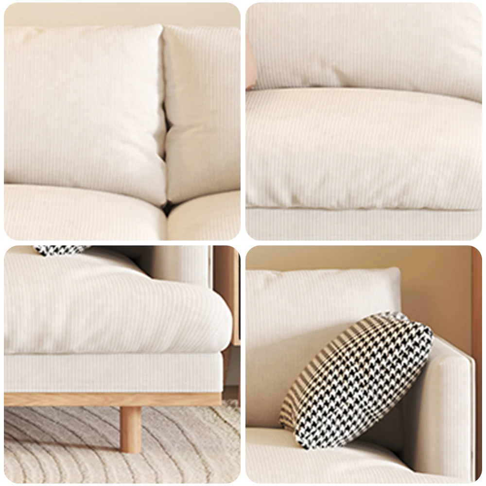 LIVARA HXSF01 Corduroy Fabric Sofa/Footstool Solid Wood Frame - Image 10