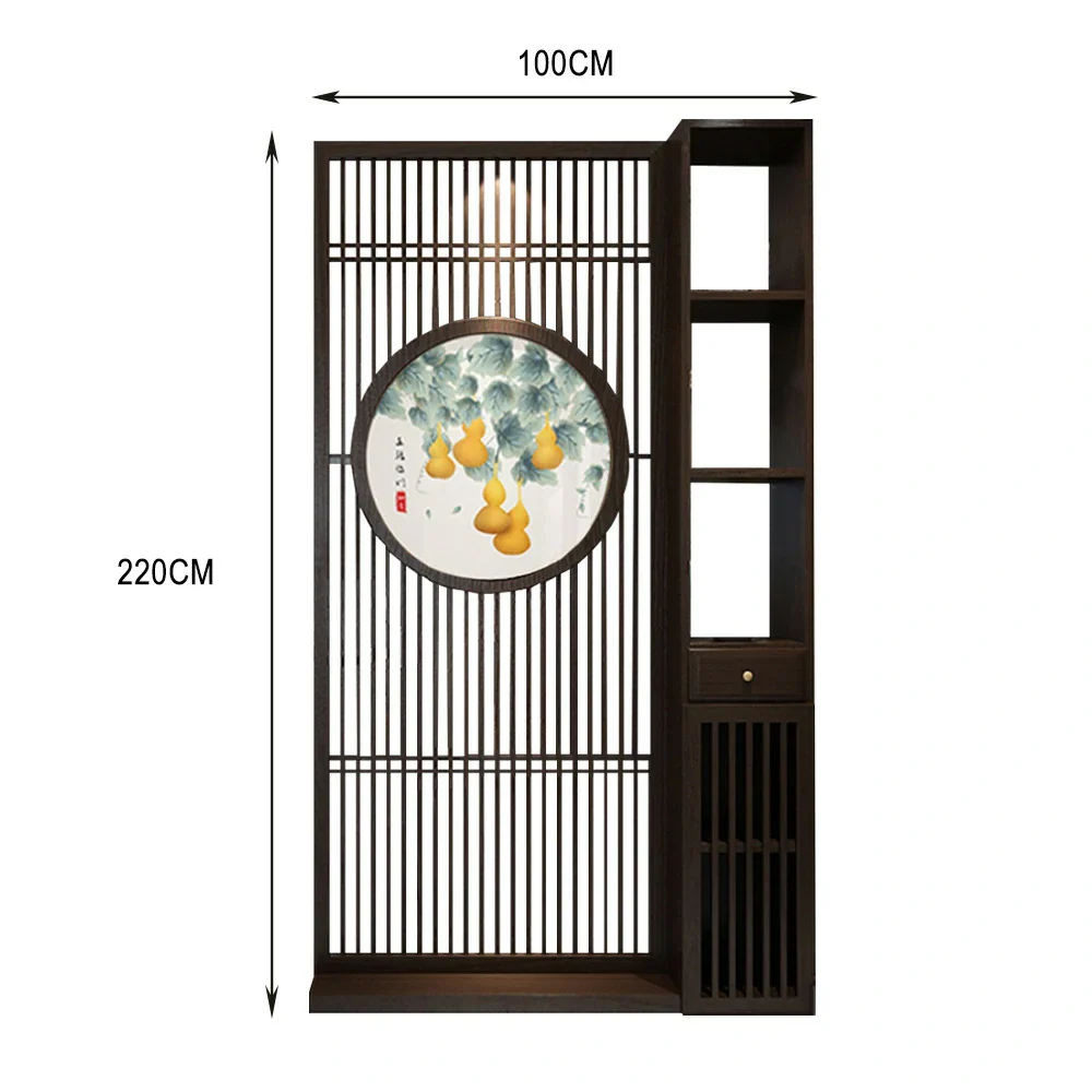 LIVARA Oriental Style Walnut Wood Room Divider, Hollow Slatted Design, Elegant Privacy Screen for Entryway or Living Room - Image 5