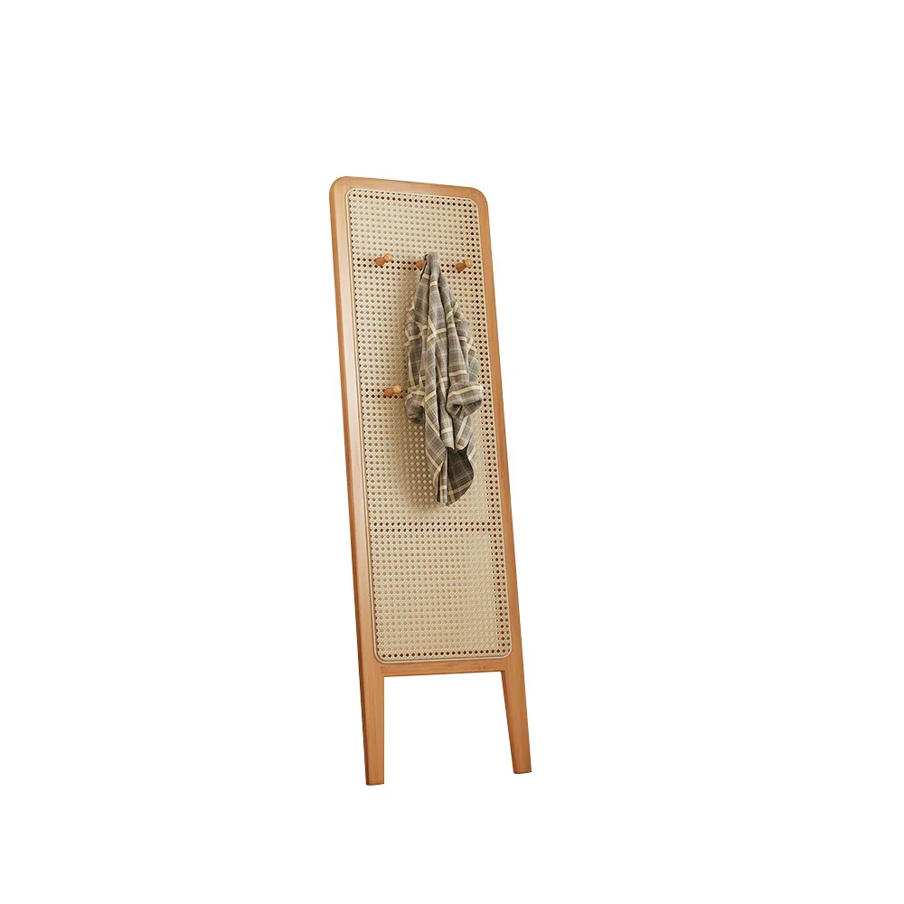 LIVARA Single Panel Freestanding Woven Rattan Bamboo Room Divider with Hooks