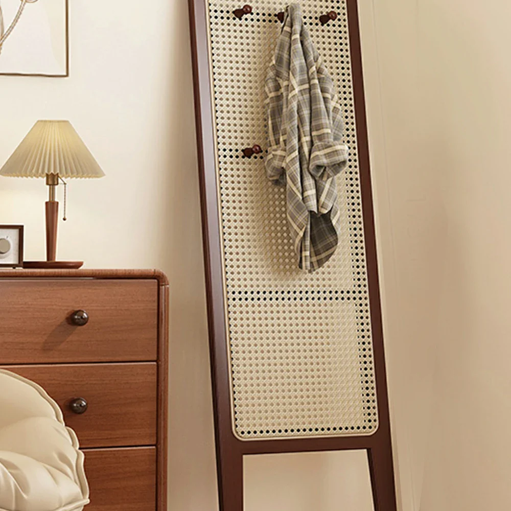 LIVARA Single Panel Freestanding Woven Rattan Bamboo Room Divider with Hooks - Image 7