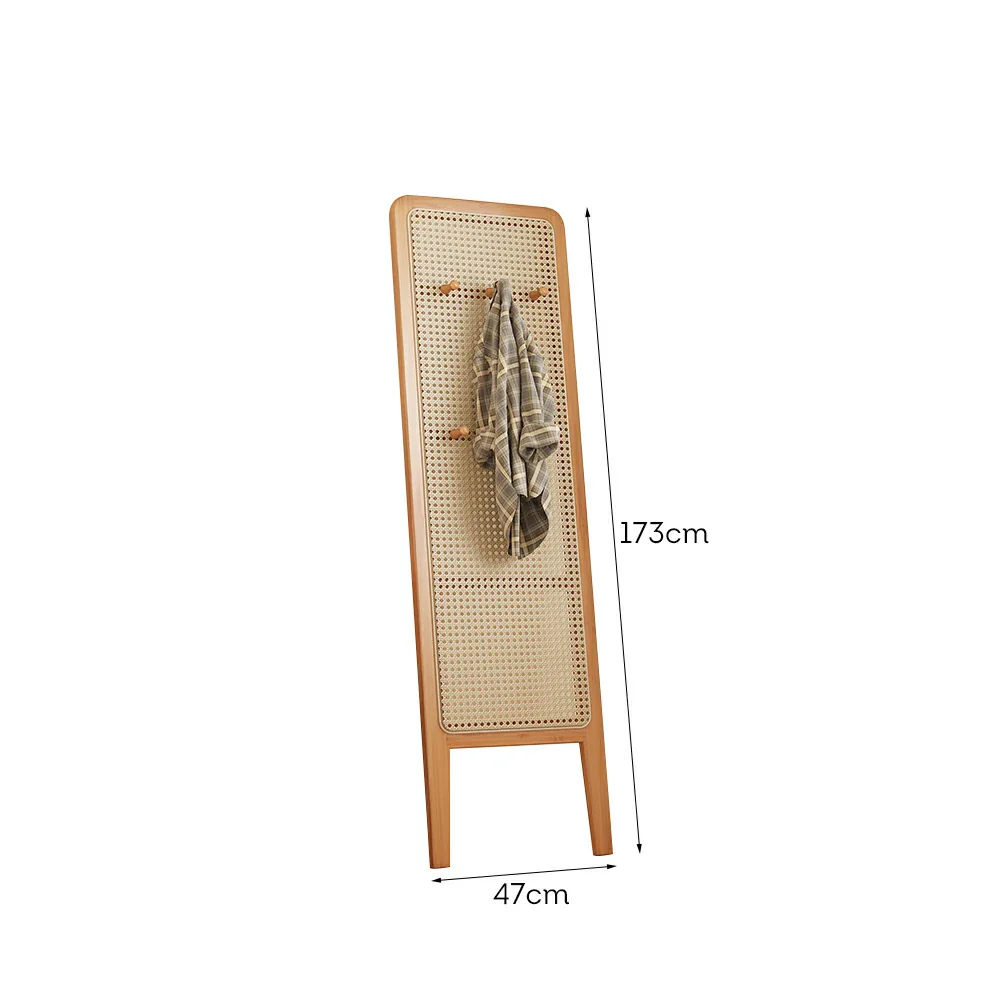 LIVARA Single Panel Freestanding Woven Rattan Bamboo Room Divider with Hooks - Image 9