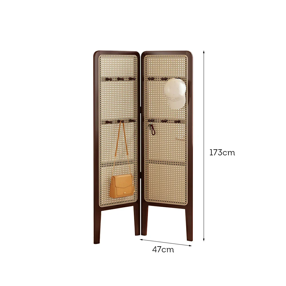 LIVARA Foldable 2-Panel Woven Rattan Bamboo Room Divider with Hooks High Model - Image 10