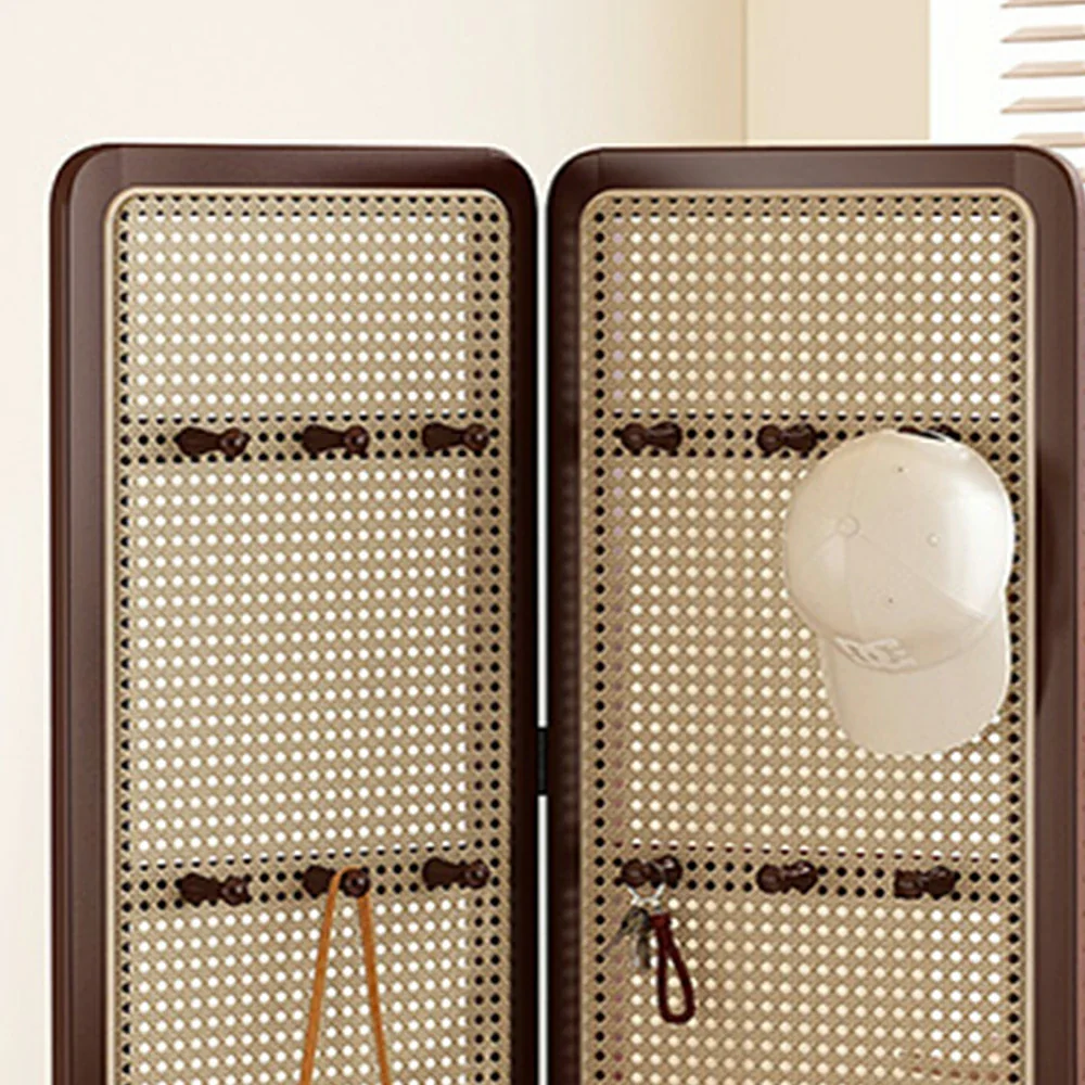 LIVARA Foldable 2-Panel Woven Rattan Bamboo Room Divider with Hooks High Model - Image 7