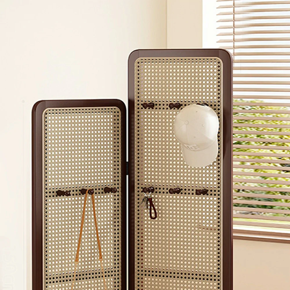 LIVARA Foldable 2-Panel Woven Rattan Bamboo Room Divider with Hooks High and Low Model - Image 3