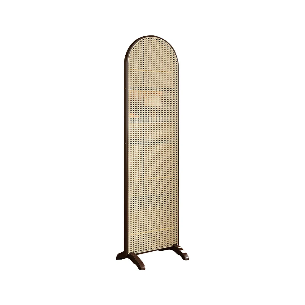 LIVARA Single Panel Freestanding Woven Rattan Bamboo Room Divider with Footed Base - Image 5