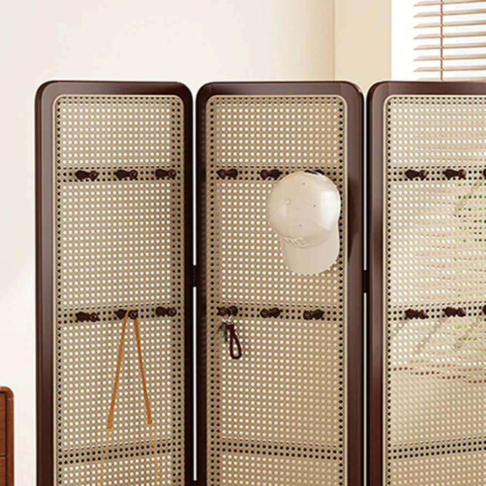 LIVARA Foldable 3-Panel Woven Rattan Bamboo Room Divider with Hooks High Model - Image 7