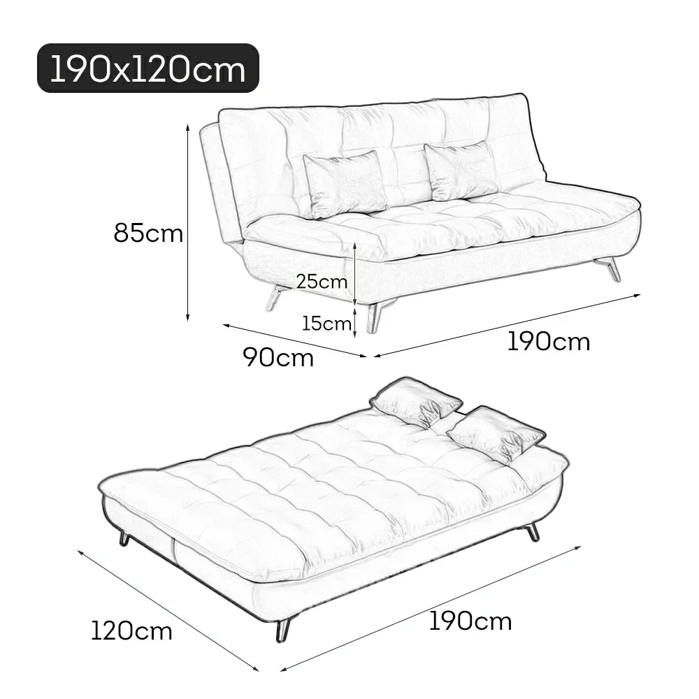 LIVARA 120/150/180/190cm Length Cotton-linen Fabric Sofa Bed - Beige - Image 19
