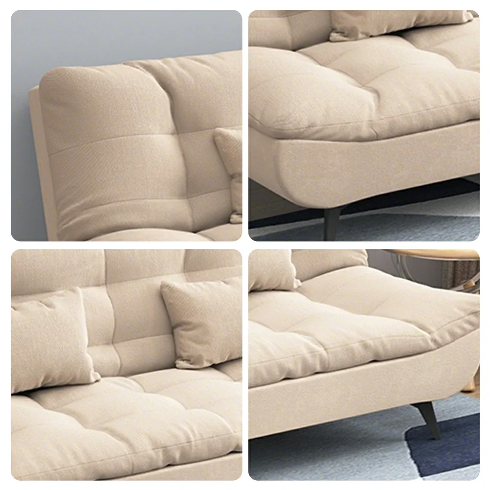LIVARA 120/150/180/190cm Length Cotton-linen Fabric Sofa Bed - Beige - Image 4