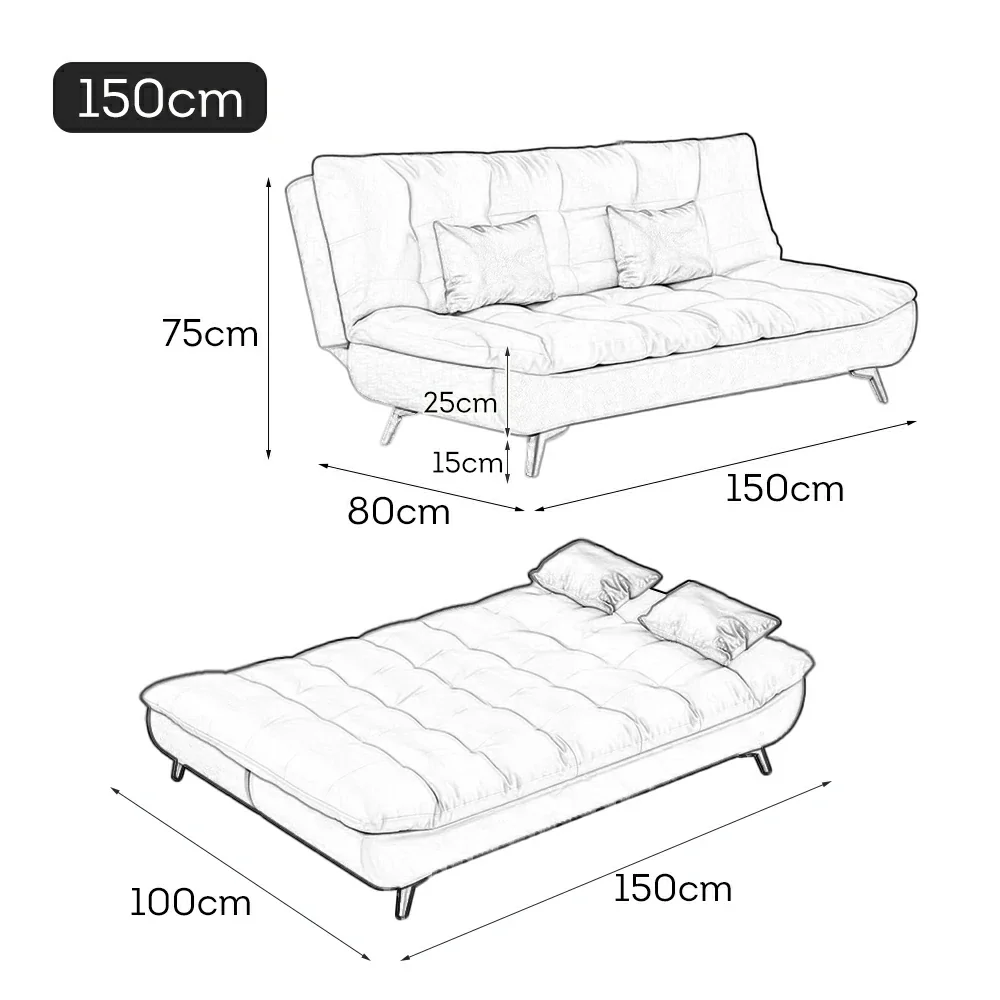 LIVARA 120/150/180/190cm Length Convertible Cat Claw Fabric Sofa Bed - Green - Image 6