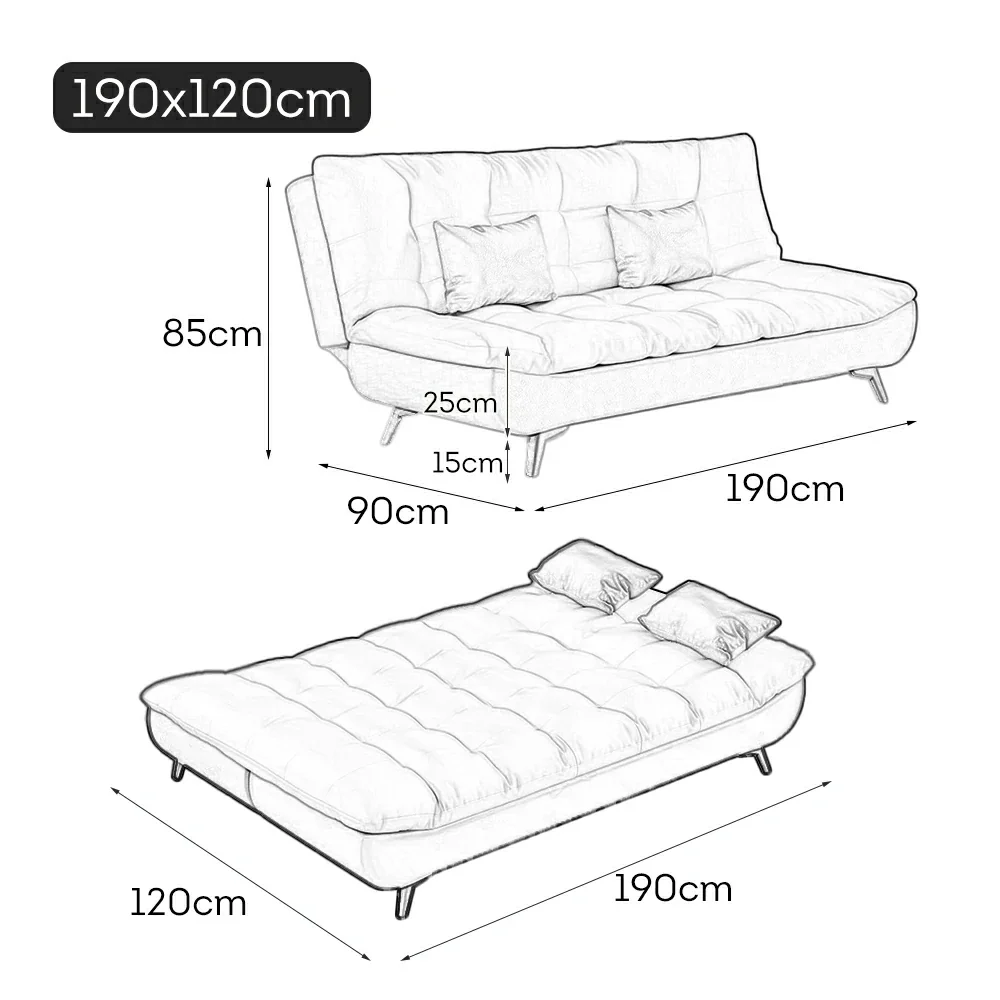 LIVARA 120/150/180/190cm Length Convertible Cat Claw Fabric Sofa Bed - Green - Image 8