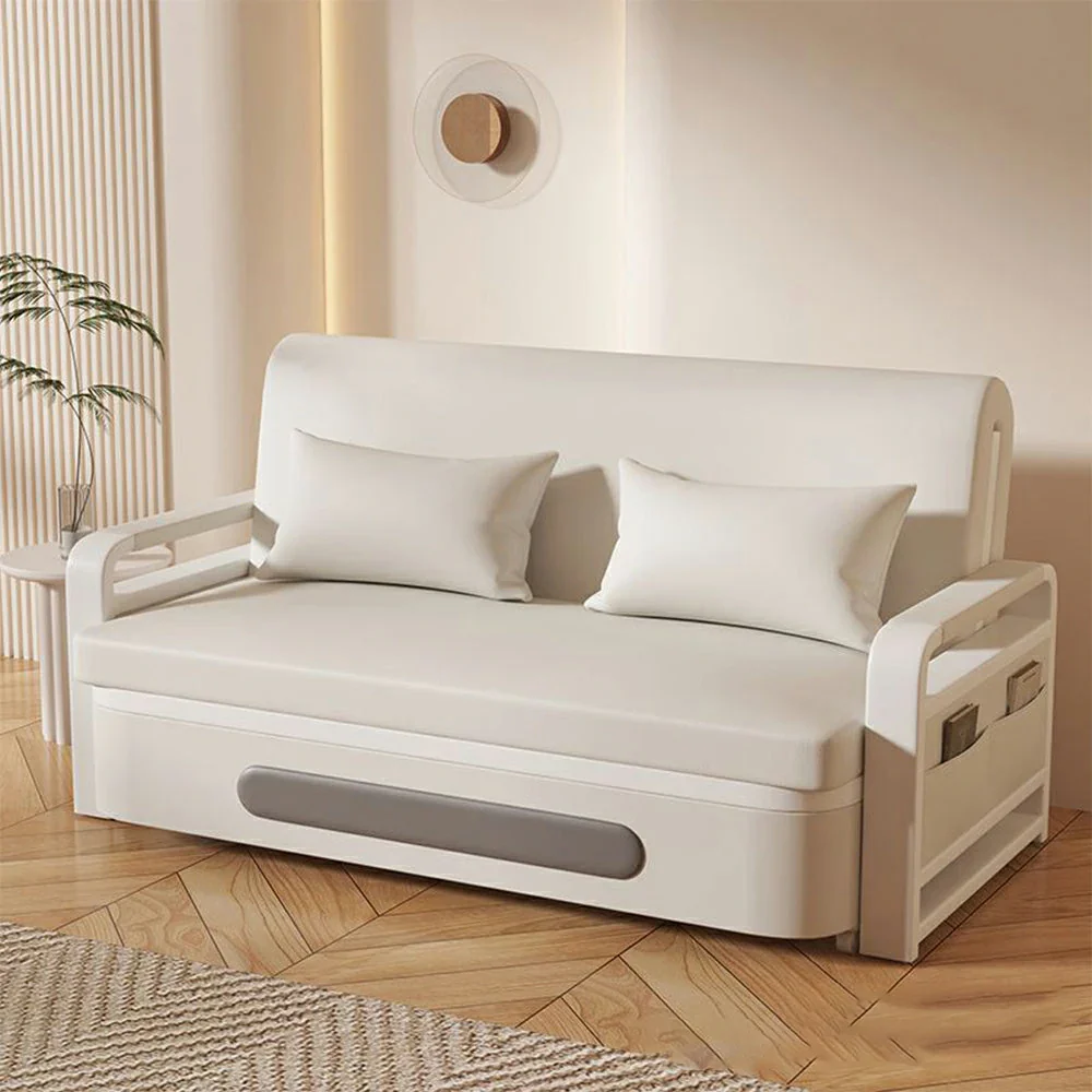 LIVARA 85/108/128/158cm Length Carbon Steel Frame Sofa Bed with Built-in Storage - Beige - Image 2