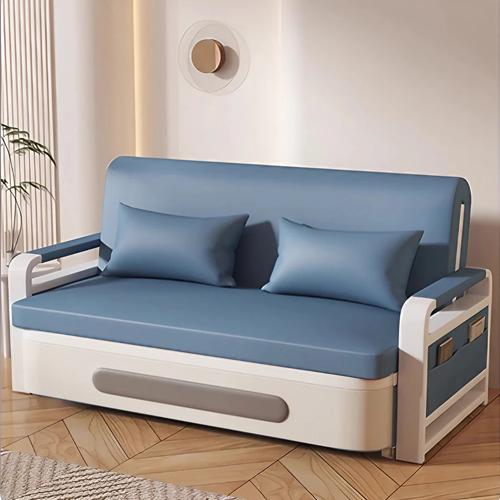 LIVARA 85/108/128/158cm Length Carbon Steel Frame Sofa Bed with Built-in Storage - Blue - Image 2