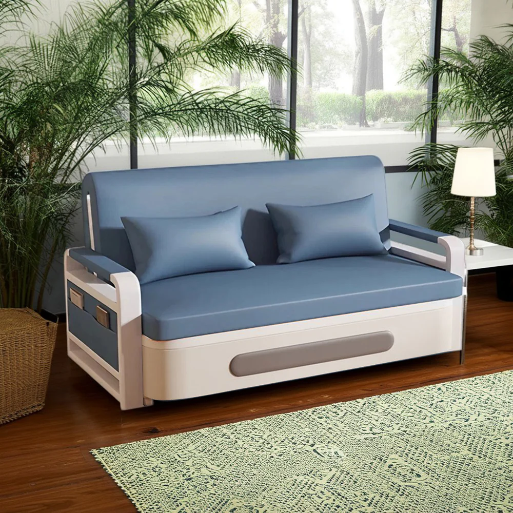 LIVARA 85/108/128/158cm Length Carbon Steel Frame Sofa Bed with Built-in Storage - Blue - Image 6