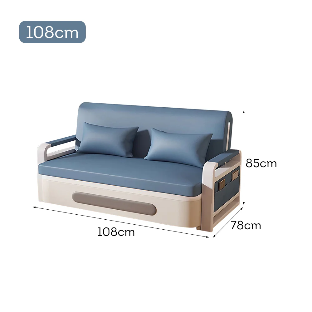 LIVARA 85/108/128/158cm Length Carbon Steel Frame Sofa Bed with Built-in Storage - Blue - Image 8