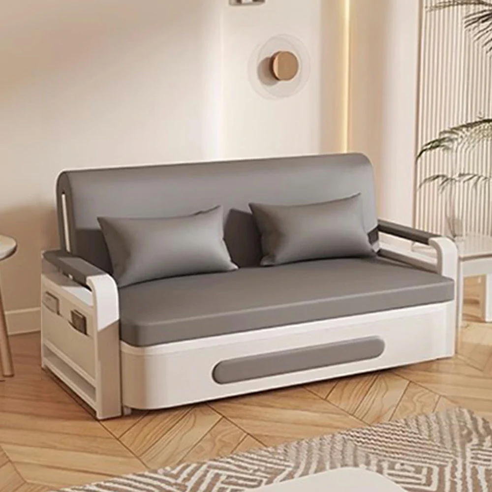 LIVARA 85/108/128/158cm Length Carbon Steel Frame Sofa Bed with Built-in Storage - Grey - Image 3