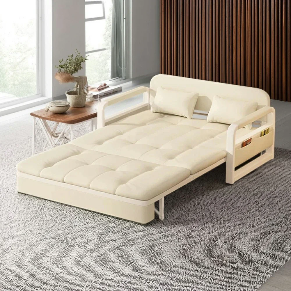 LIVARA 82/108/128/158cm Length Heavy-duty Steel Frame Sofa Bed with Built-in Storage - Beige - Image 3
