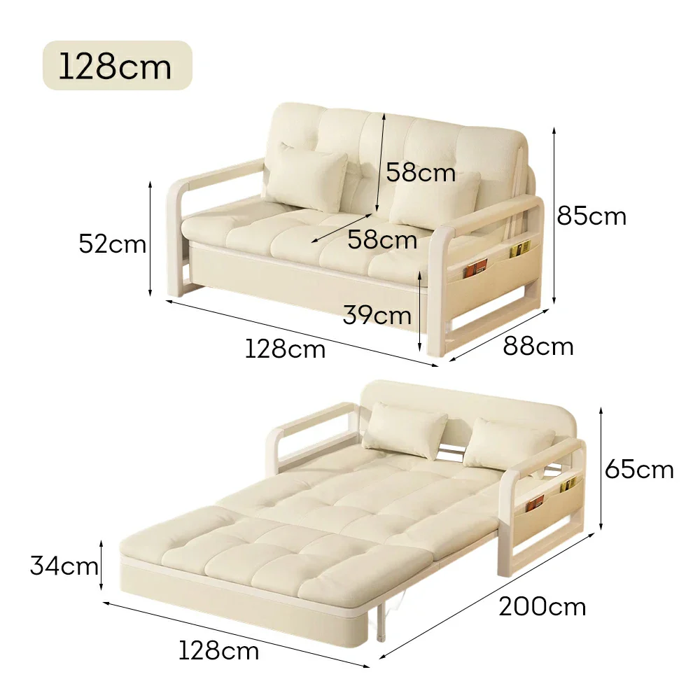 LIVARA 82/108/128/158cm Length Heavy-duty Steel Frame Sofa Bed with Built-in Storage - Beige - Image 7